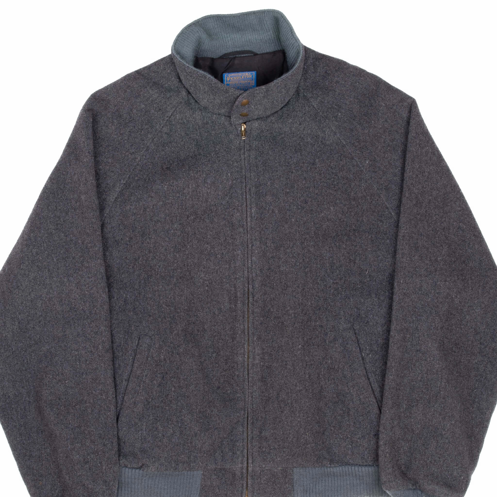 VINTAGE PENDLETON WOOLEN MILLS GREY JACKET 1980S XL MADE IN USA License half-zip