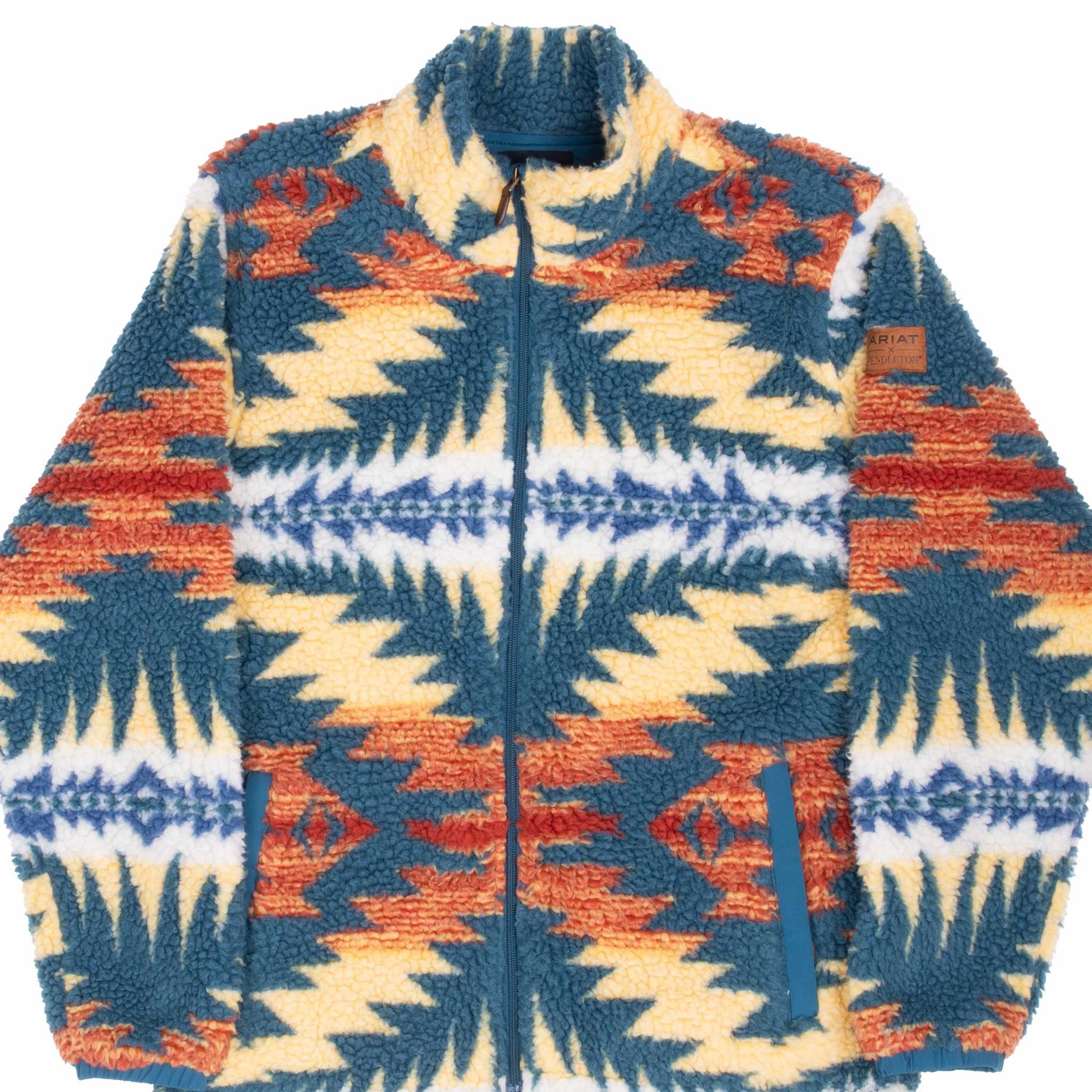 Four Way Stretch Fabric Moisture Wicking Layer VINTAGE PENDLETON X ARIAT AZTEC FLEECE JACKET SMALL