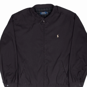 VINTAGE POLO RALPH LAUREN BLACK HARRINGTON GOLF JACKET 4XL Stretch Enhanced Mobility