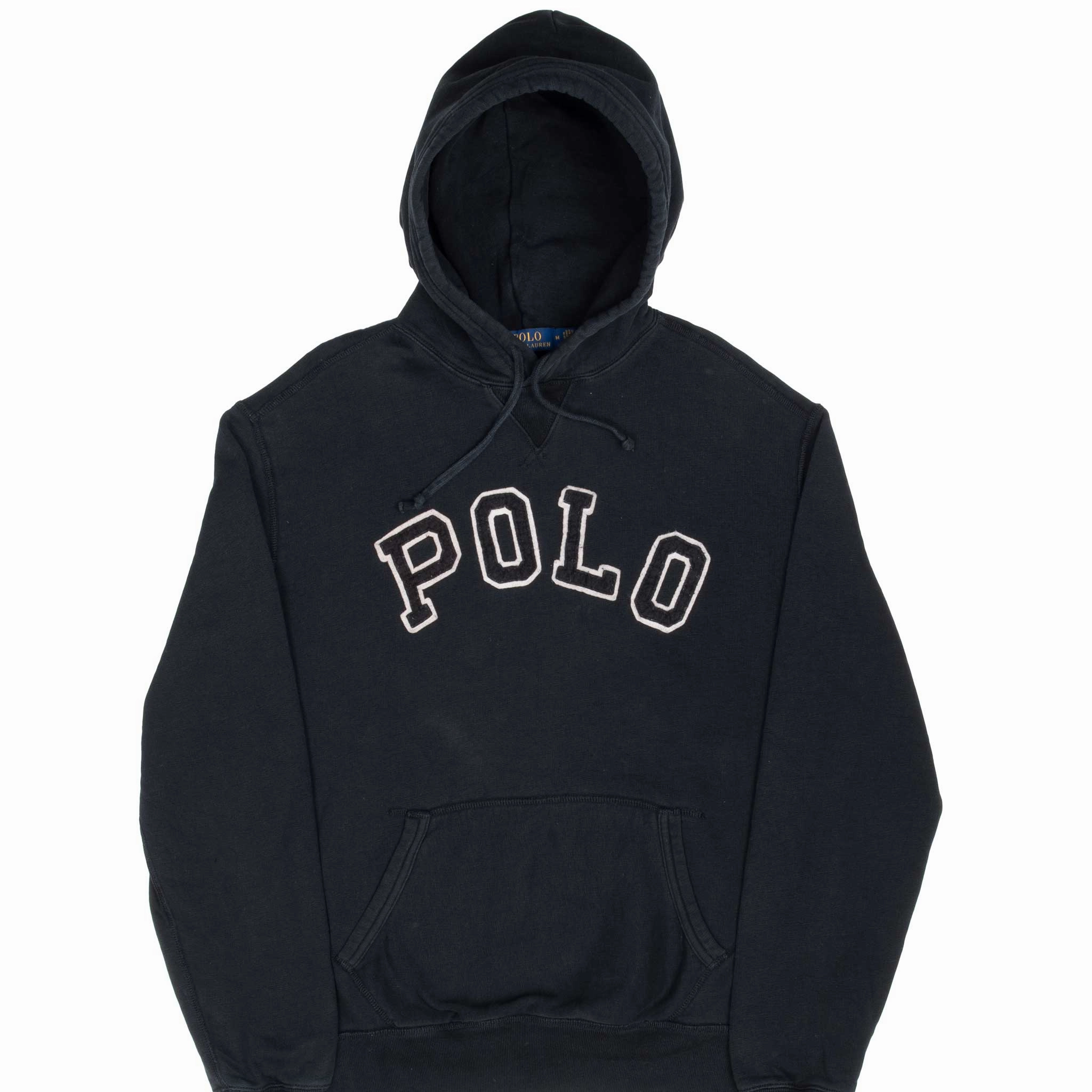 Corduroy VINTAGE POLO RALPH LAUREN BLACK HOODIE SWEATSHIRT MEDIUM