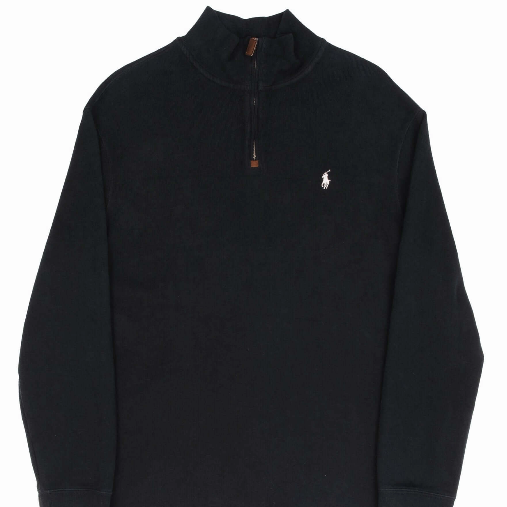 Customer Satisfaction Holiday Wear VINTAGE POLO RALPH LAUREN BLACK QUARTER 1/4 ZIP SWEATER 1990S SIZE XL