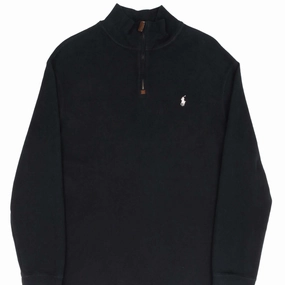 Customer Satisfaction Holiday Wear VINTAGE POLO RALPH LAUREN BLACK QUARTER 1/4 ZIP SWEATER 1990S SIZE XL
