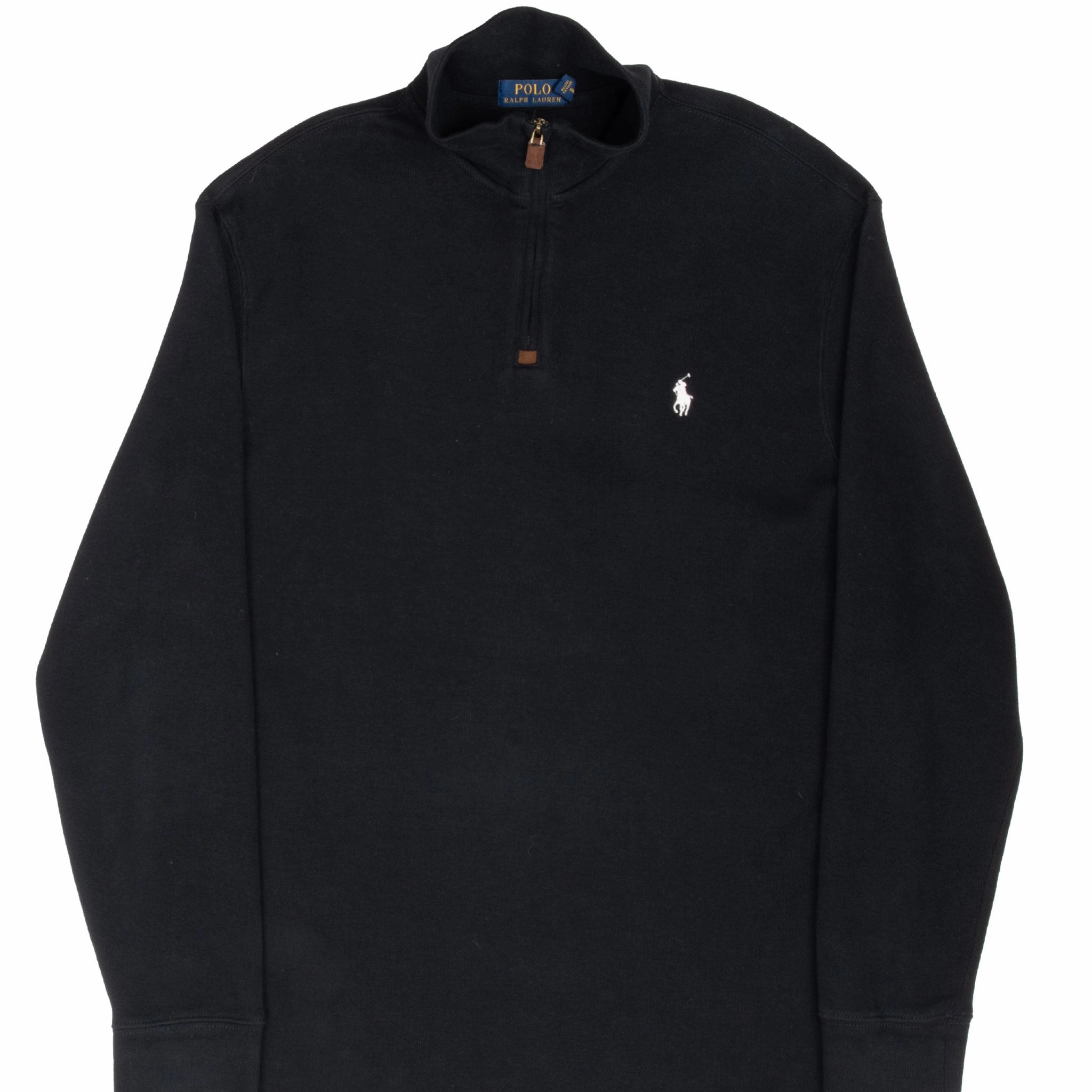 VINTAGE POLO RALPH LAUREN BLACK QUARTER 1/4 ZIP SWEATER LARGE product gym ready performance