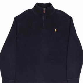 VINTAGE POLO RALPH LAUREN BLUE QUARTER 1/4 ZIP SWEATER 1990S SIZE LARGE Half sleeve windproof