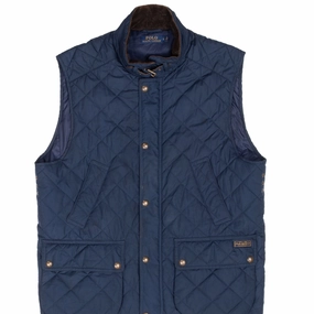 Double Layered Insulation Razor VINTAGE POLO RALPH LAUREN BLUE QUILTED VEST JACKET LARGE
