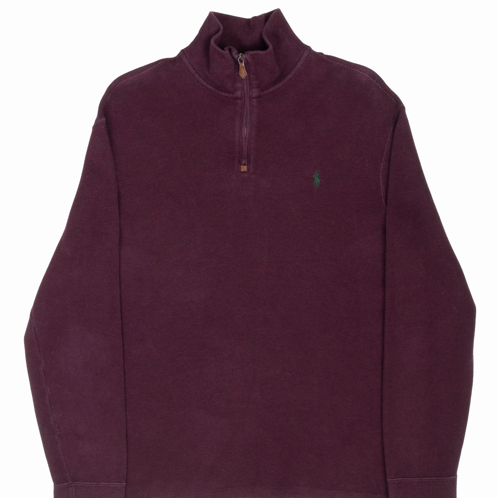 Lightweight Wear Soft Comfort VINTAGE POLO RALPH LAUREN BURGUNDY QUARTER 1/4 ZIP SWEATER 1990S LARGE