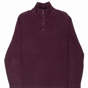 Lightweight Wear Soft Comfort VINTAGE POLO RALPH LAUREN BURGUNDY QUARTER 1/4 ZIP SWEATER 1990S LARGE
