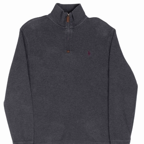 VINTAGE POLO RALPH LAUREN DARK GREY QUARTER 1/4 ZIP SWEATER 1990S SMALL Chill Style Street Active