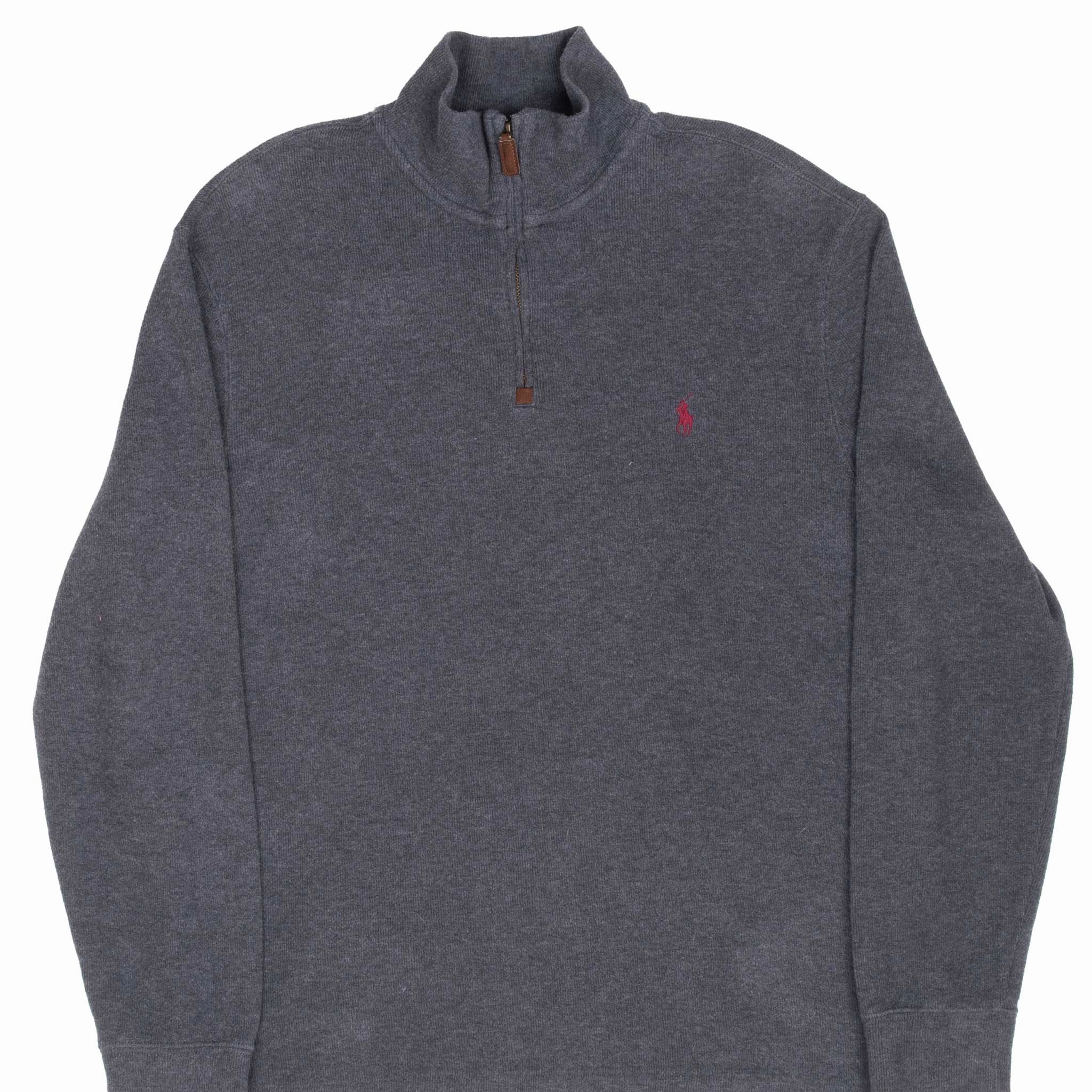 Comfy Hoodie product gym readiness VINTAGE POLO RALPH LAUREN DARK GREY QUARTER 1/4 ZIP SWEATER MEDIUM