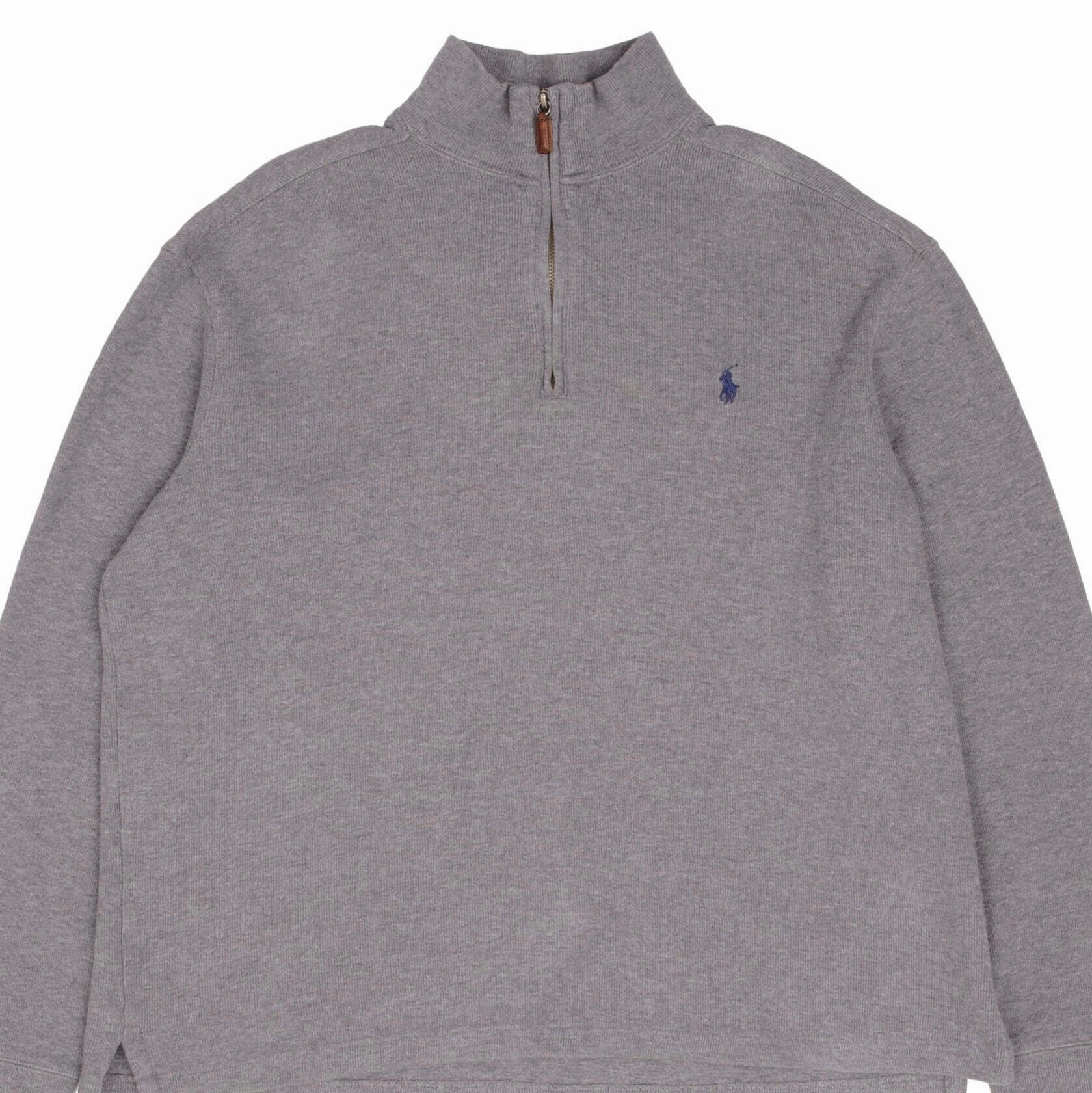 VINTAGE POLO RALPH LAUREN GRAY QUARTER 1/4 ZIP SWEATER 1990S SIZE LARGE High-Quality Fabric Trendy Look