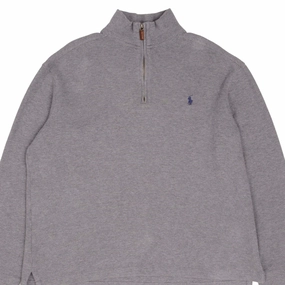 VINTAGE POLO RALPH LAUREN GRAY QUARTER 1/4 ZIP SWEATER 1990S SIZE LARGE High-Quality Fabric Trendy Look