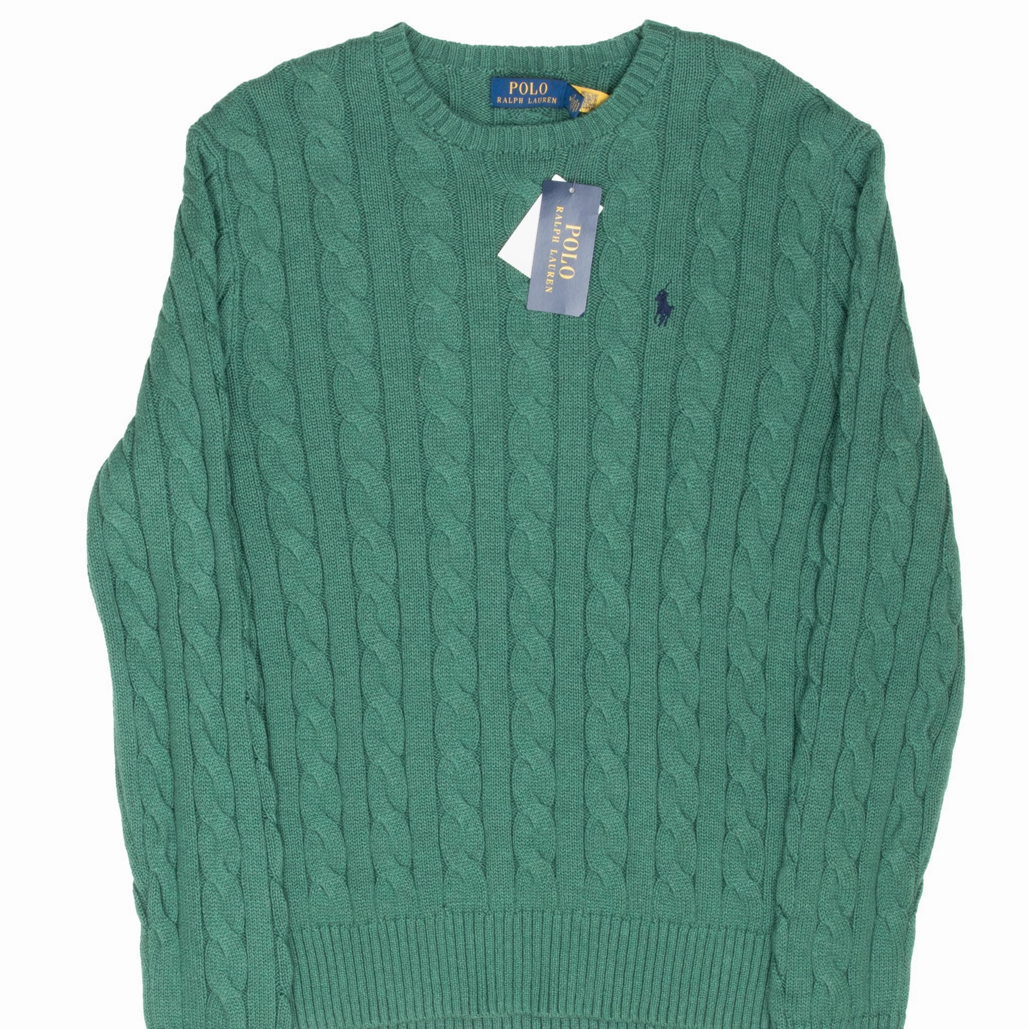 Comfort Apparel VINTAGE POLO RALPH LAUREN GREEN KNIT SWEATER MEDIUM DEADSTOCK