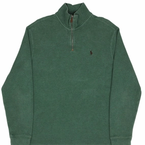Practical Wear Essential Sporty VINTAGE POLO RALPH LAUREN GREEN QUARTER 1/4 ZIP SWEATER 1990S SIZE LARGE
