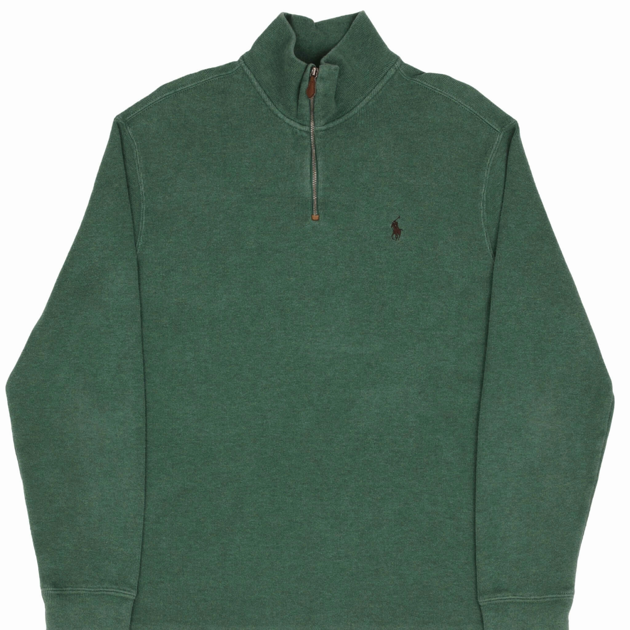 Practical Wear Essential Sporty VINTAGE POLO RALPH LAUREN GREEN QUARTER 1/4 ZIP SWEATER 1990S SIZE LARGE