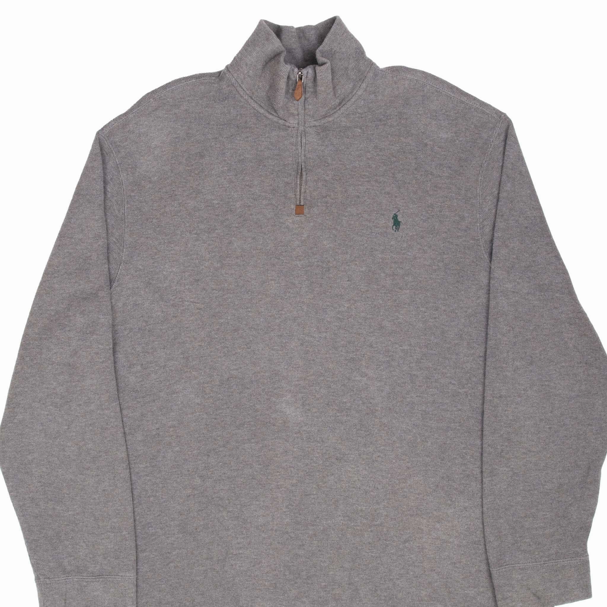 Soft Fabric VINTAGE POLO RALPH LAUREN GREY QUARTER 1/4 ZIP SWEATER 1990S 2XL