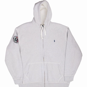 product checkered classicism VINTAGE POLO RALPH LAUREN GREY SHERPA LINED HOODIE SWEATSHIRT 1990S 2XL TALL