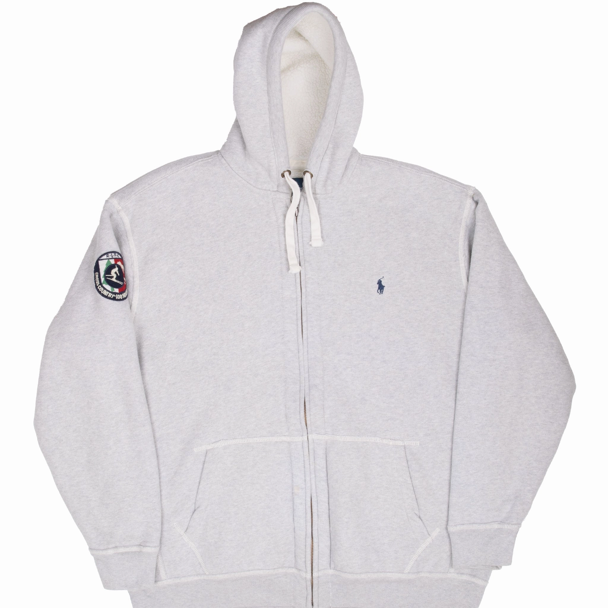 product checkered classicism VINTAGE POLO RALPH LAUREN GREY SHERPA LINED HOODIE SWEATSHIRT 1990S 2XL TALL