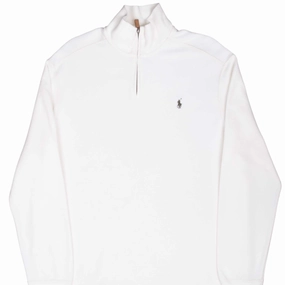 VINTAGE POLO RALPH LAUREN IVORY 1990S QUARTER 1/4 ZIP SWEATER XL product sporty style statement