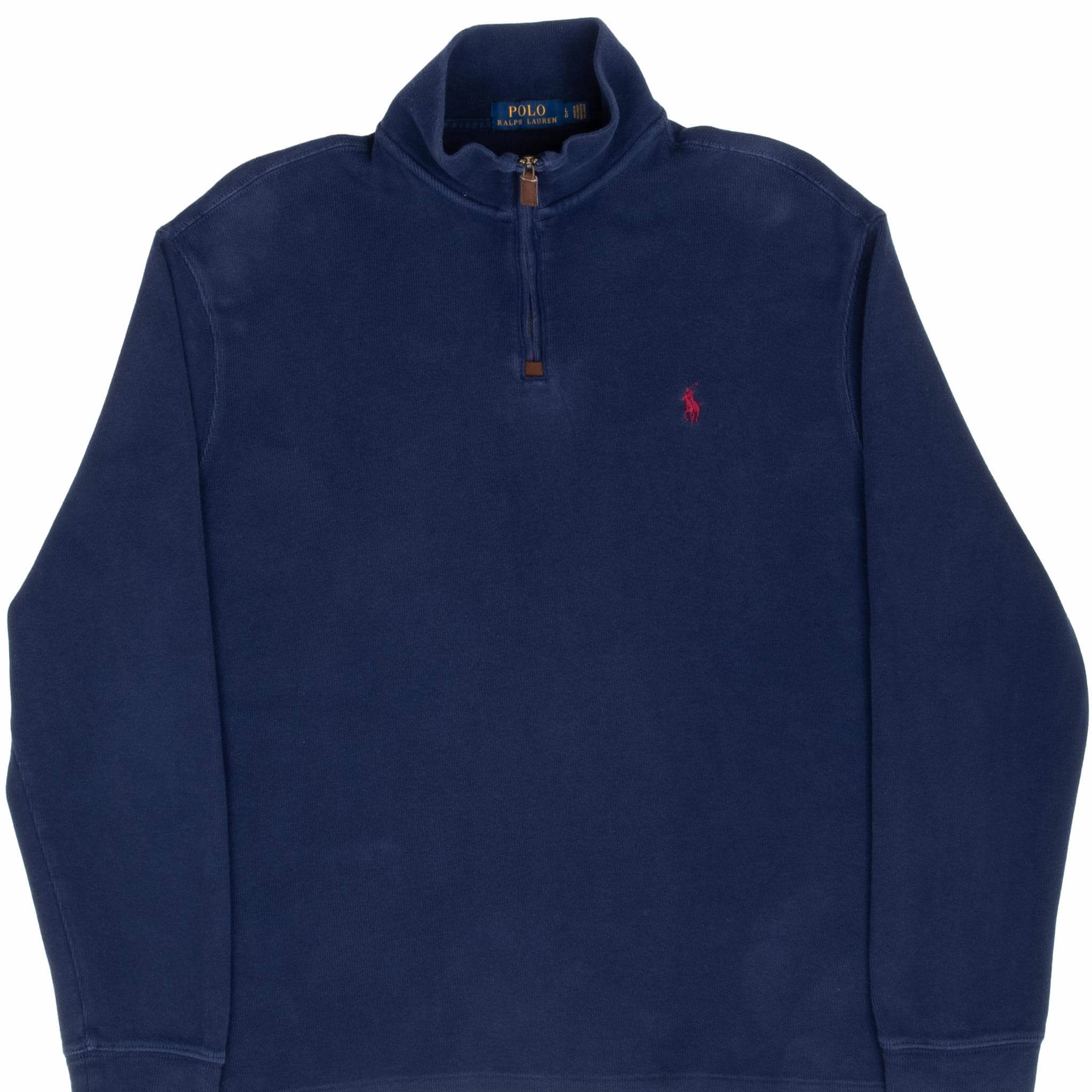 VINTAGE POLO RALPH LAUREN NAVY BLUE QUARTER 1/4 ZIP SWEATER XL Street Wear right for beach trips