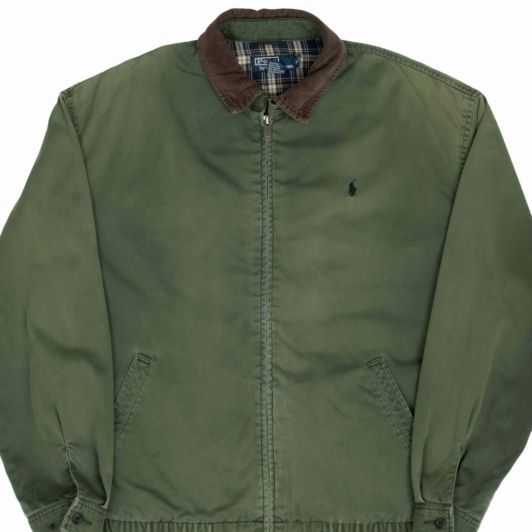 Noise Reducing Zippers Service VINTAGE POLO RALPH LAUREN OLIVE GREEN HARRINGTON GOLF JACKET 1990S LARGE