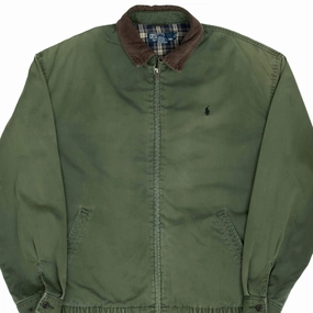 Noise Reducing Zippers Service VINTAGE POLO RALPH LAUREN OLIVE GREEN HARRINGTON GOLF JACKET 1990S LARGE
