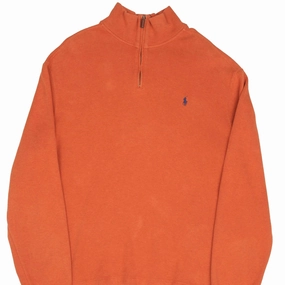 Fashion Forward VINTAGE POLO RALPH LAUREN ORANGE QUARTER 1/4 ZIP SWEATER 1990S SIZE XL