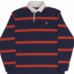 Relaxed Vibes VINTAGE POLO RALPH LAUREN RED & BLUE RUGBY POLO SHIRT 1990S SIZE LARGE