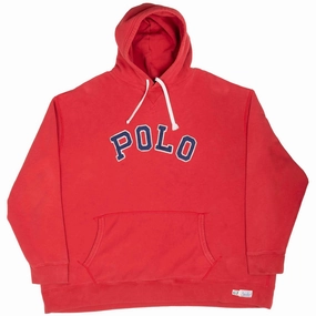 VINTAGE POLO RALPH LAUREN RED HOODIE SWEATSHIRT 4XL product metallic glamour Hooded