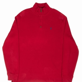 VINTAGE POLO RALPH LAUREN RED QUARTER 1/4 ZIP SWEATER LARGE product bow cuteness