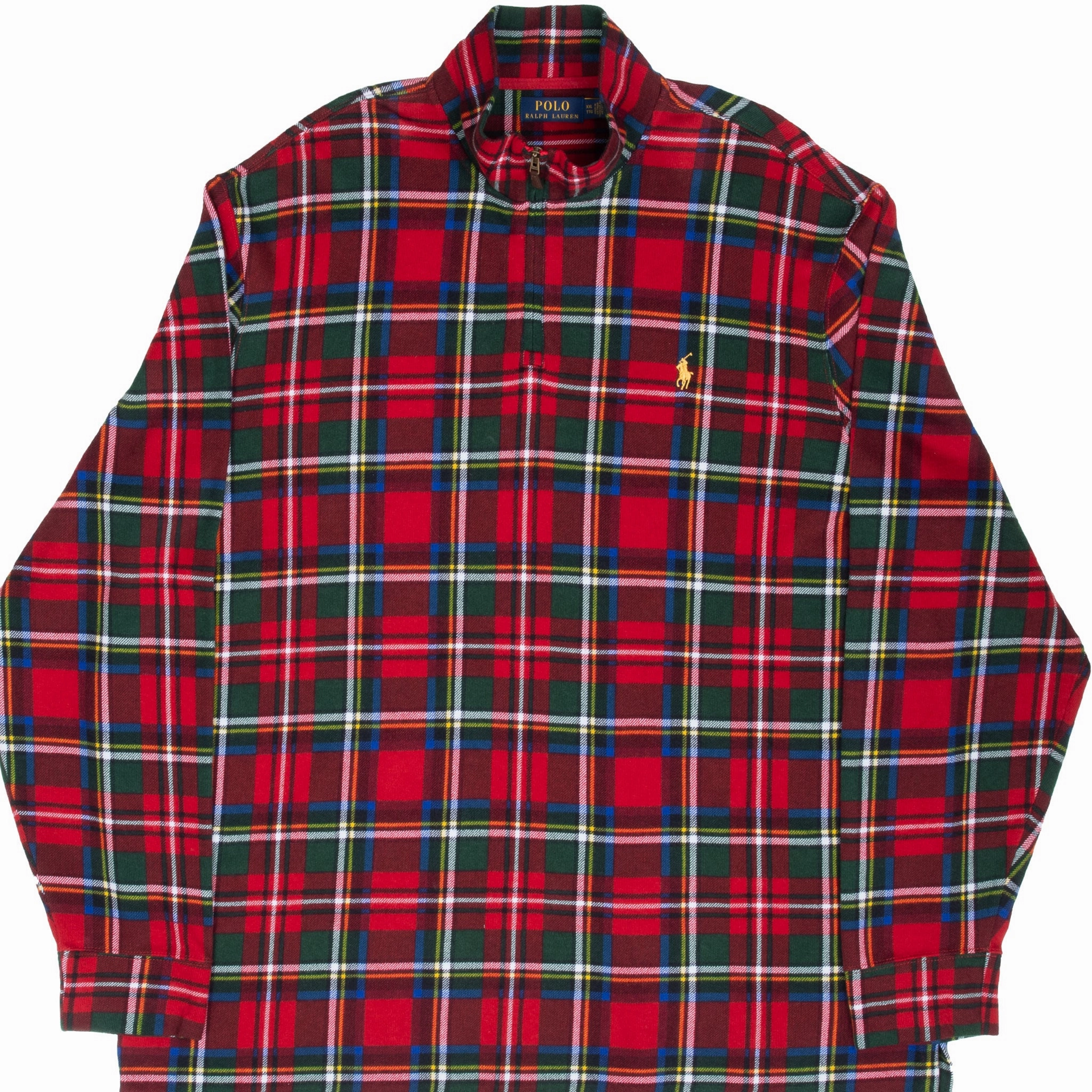 Easy Layering VINTAGE POLO RALPH LAUREN SCOTTISH PLAID QUARTER 1/4 ZIP SWEATER 2XL