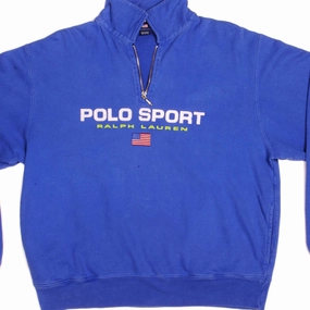 VINTAGE POLO SPORT RALPH LAUREN QUARTER ZIP SWEATSHIRT 1990s SIZE MEDIUM High End