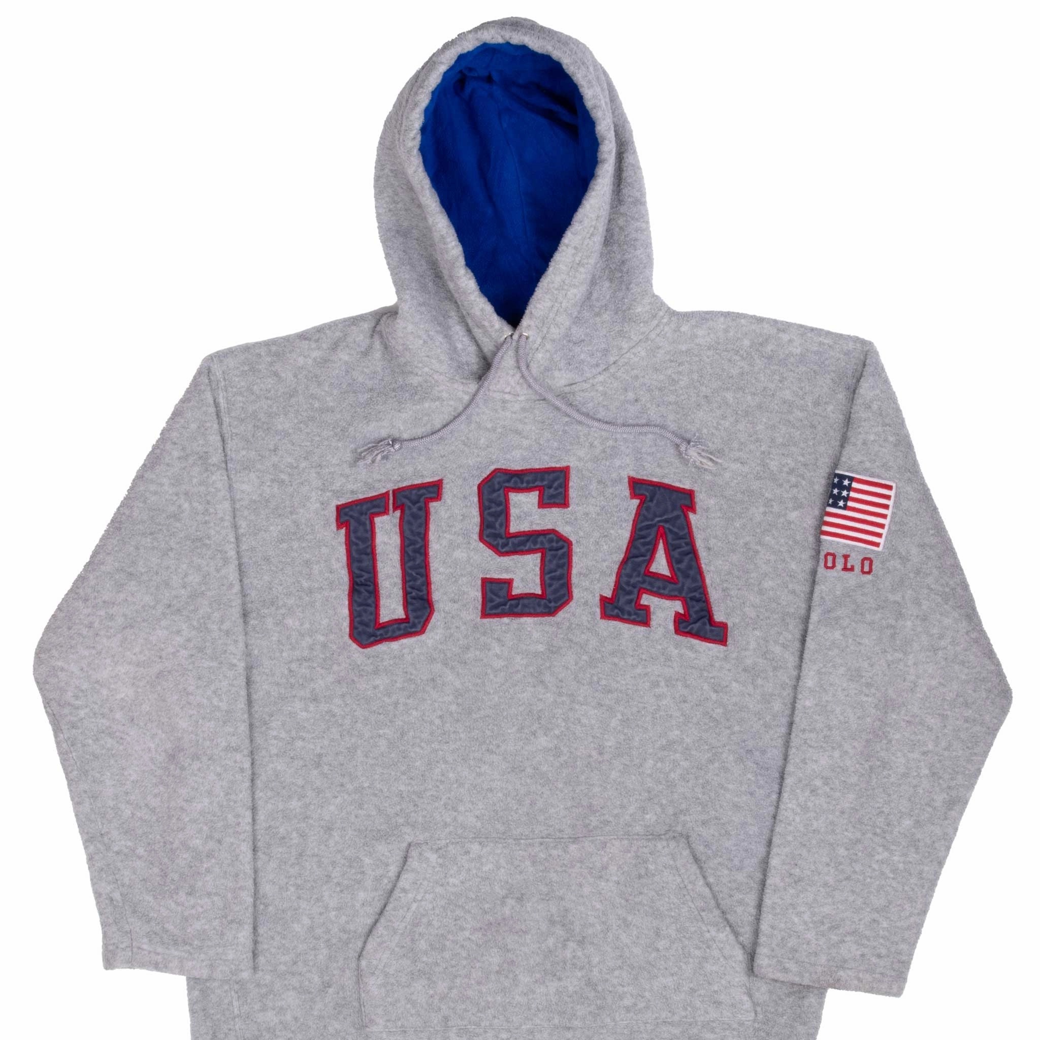 Daily Bold VINTAGE POLO SPORT RALPH LAUREN USA FLEECE HOODIE SWEATSHIRT 1990S LARGE