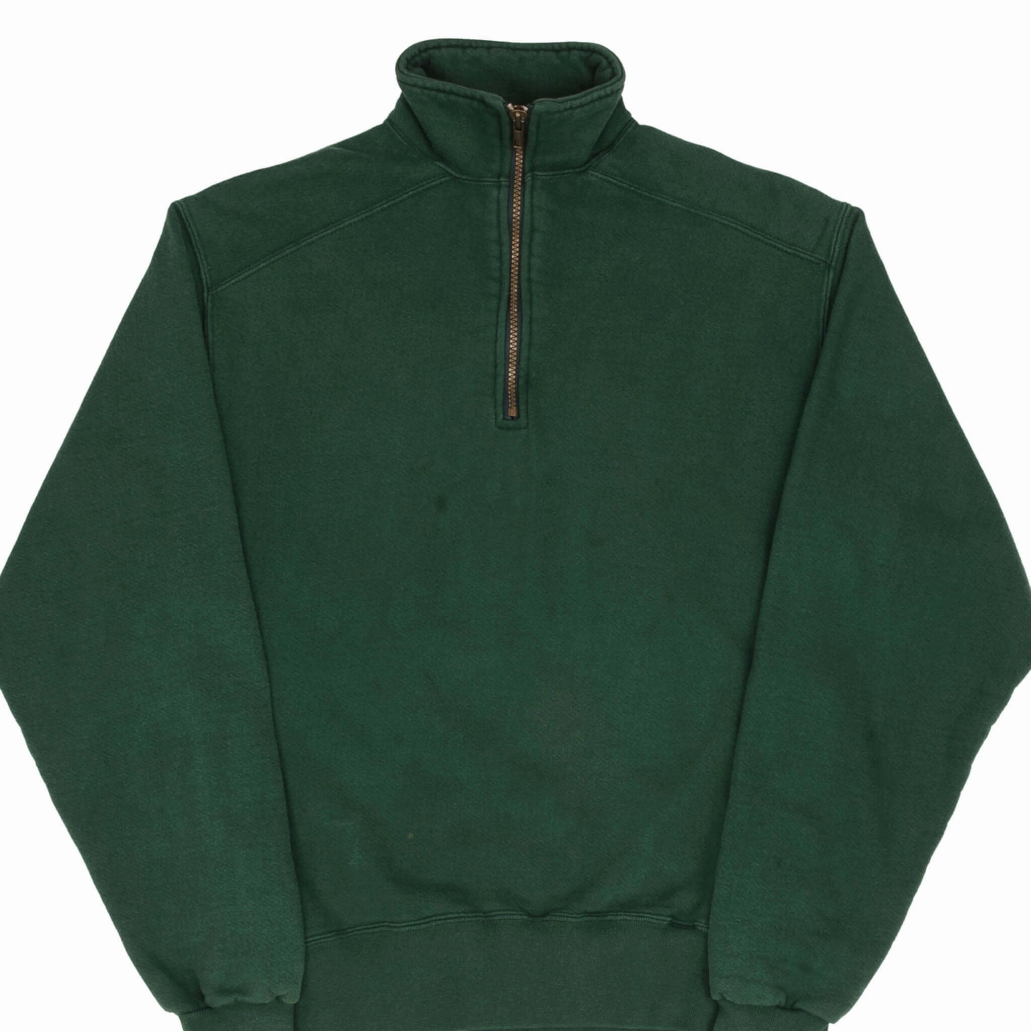 VINTAGE QUARTER 1/4 ZIP GREEN RUSSELL SWEATSHIRT 1990S SIZE SMALL MADE IN USA perfect for anniversaries