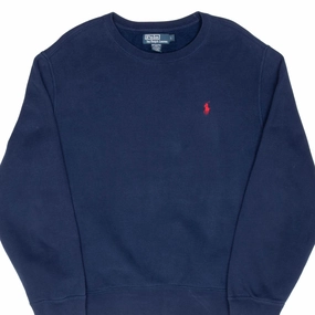 VINTAGE RALPH LAUREN 1990S CLASSIC BLUE CREWNECK SWEATSHIRT LARGE Cozy Hoodie uncollared