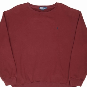 VINTAGE RALPH LAUREN 1990S CLASSIC BURGUNDY CREWNECK SWEATSHIRT XL Houndstooth Performance Ready