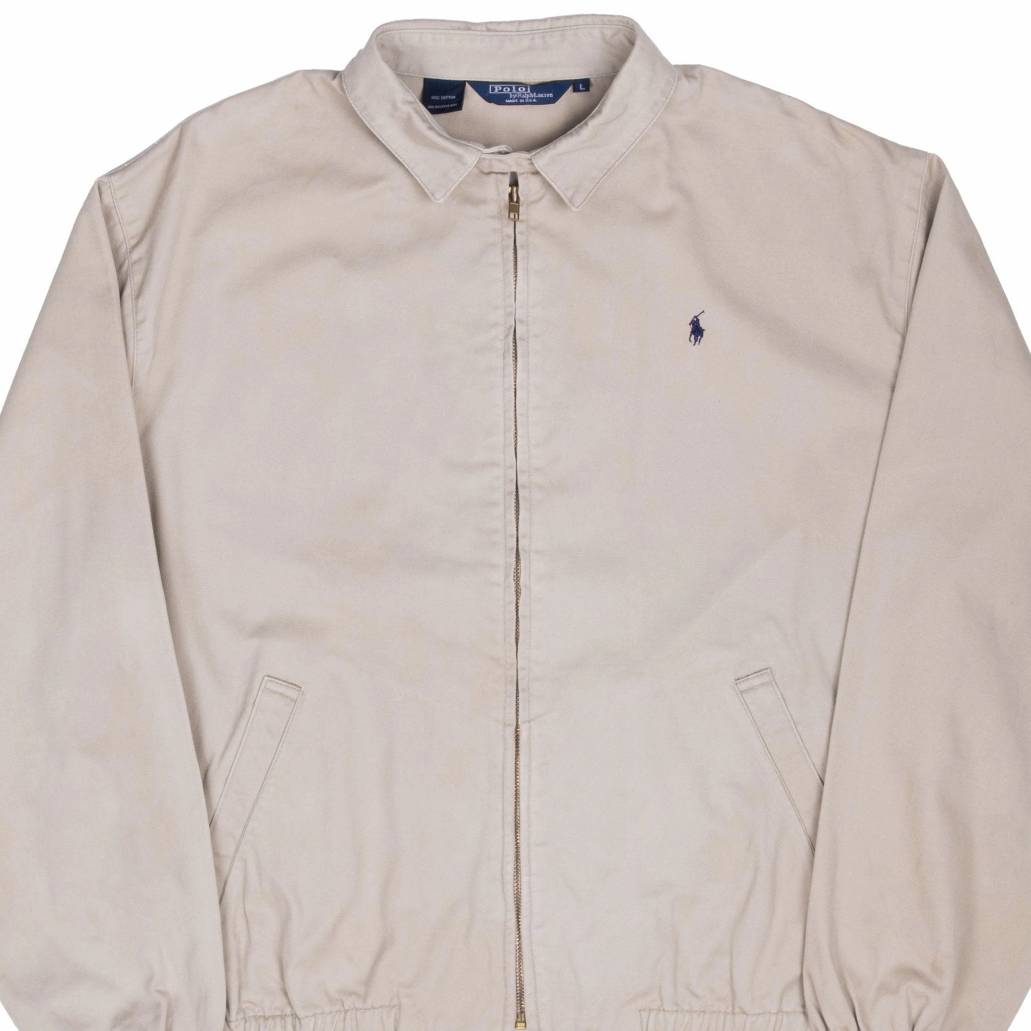 VINTAGE RALPH LAUREN BEIGE HARRINGTON GOLF JACKET 1990S LARGE MADE IN USA Experiment Layer Function