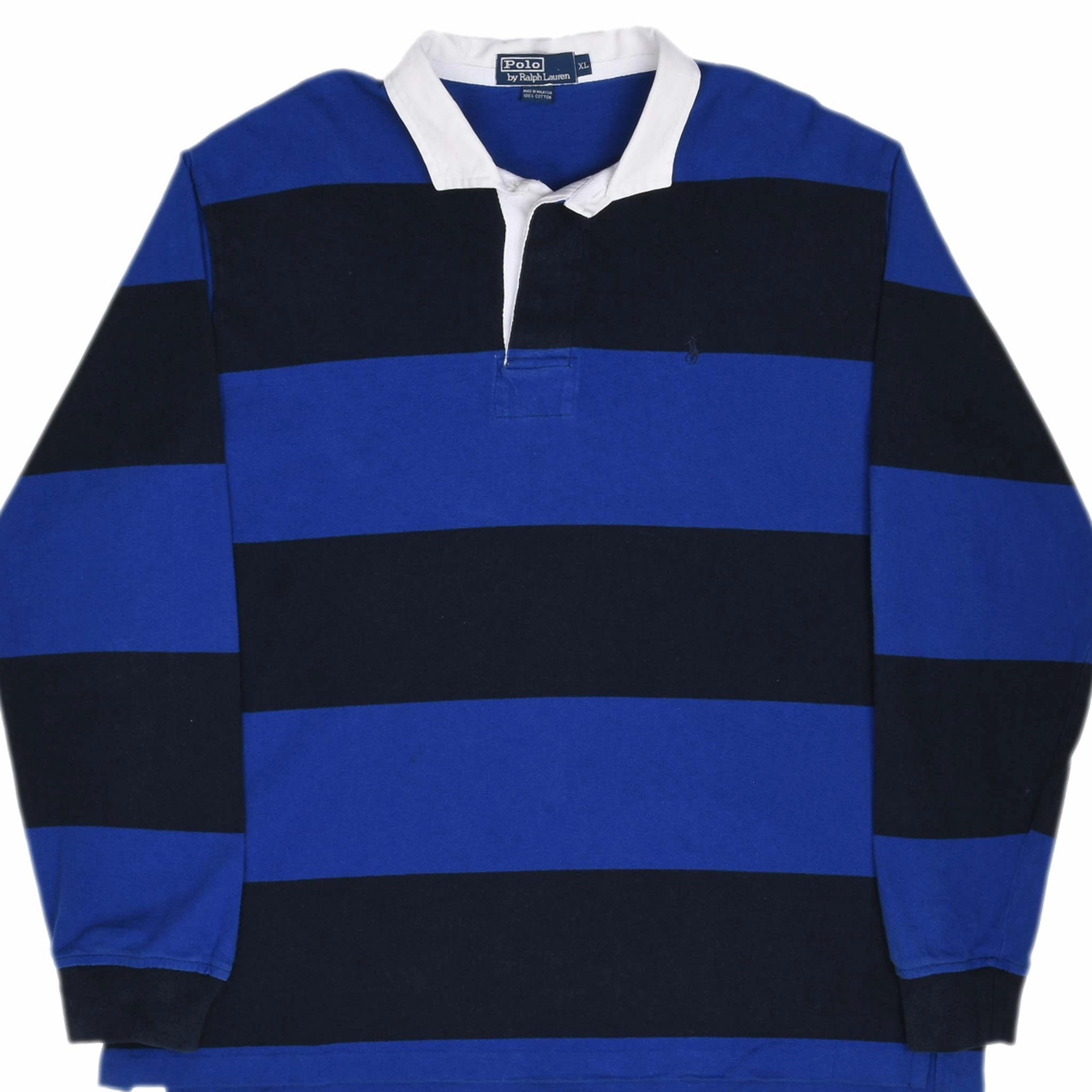 Chic Comfort Travel Relaxed VINTAGE RALPH LAUREN BLUE & BLACK RUGBY POLO SHIRT 1990S SIZE XL