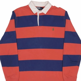 product pearl elegance VINTAGE RALPH LAUREN BLUE & RED STRIPED RUGBY POLO SHIRT 1990S SIZE XL