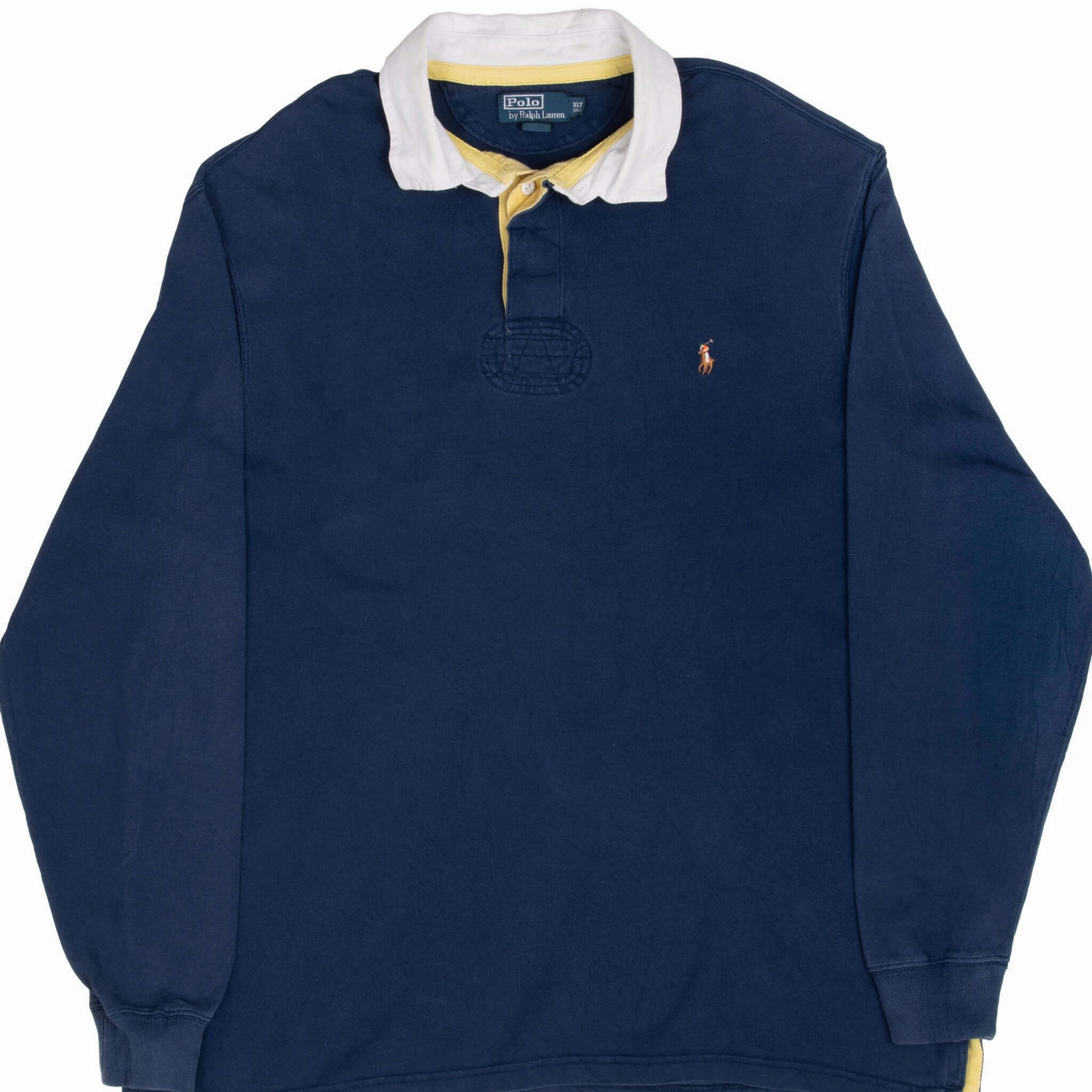 VINTAGE RALPH LAUREN BLUE RUGBY POLO SHIRT 1990S XL TALL Urban Layer Bold Graphics