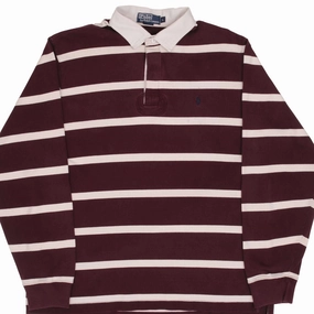 product bag functionality Easy Layer VINTAGE RALPH LAUREN BURGUNDY & WHITE STRIPED RUGBY POLO SHIRT 1990S SIZE LARGE