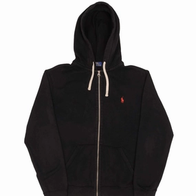 Product Innovation VINTAGE RALPH LAUREN FULL ZIP CLASSIC BLACK HOODIE SWEATSHIRT SIZE MEDIUM