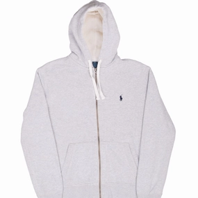 VINTAGE RALPH LAUREN FULL ZIP CLASSIC GREY HOODIE SWEATSHIRT 1990S MEDIUM product concert wear energy product floral delicacy