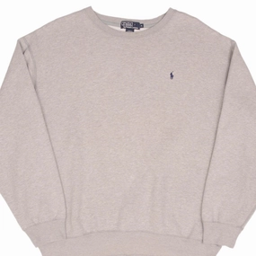 cycling suitable Active Comfort Wear VINTAGE RALPH LAUREN GREY CLASSIC CREWNECK HEAVYWEIGHT SWEATSHIRT XL 1990S