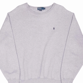 VINTAGE RALPH LAUREN GREY CLASSIC CREWNECK SWEATSHIRT LARGE 1990S Simple Layer Essential Relaxed