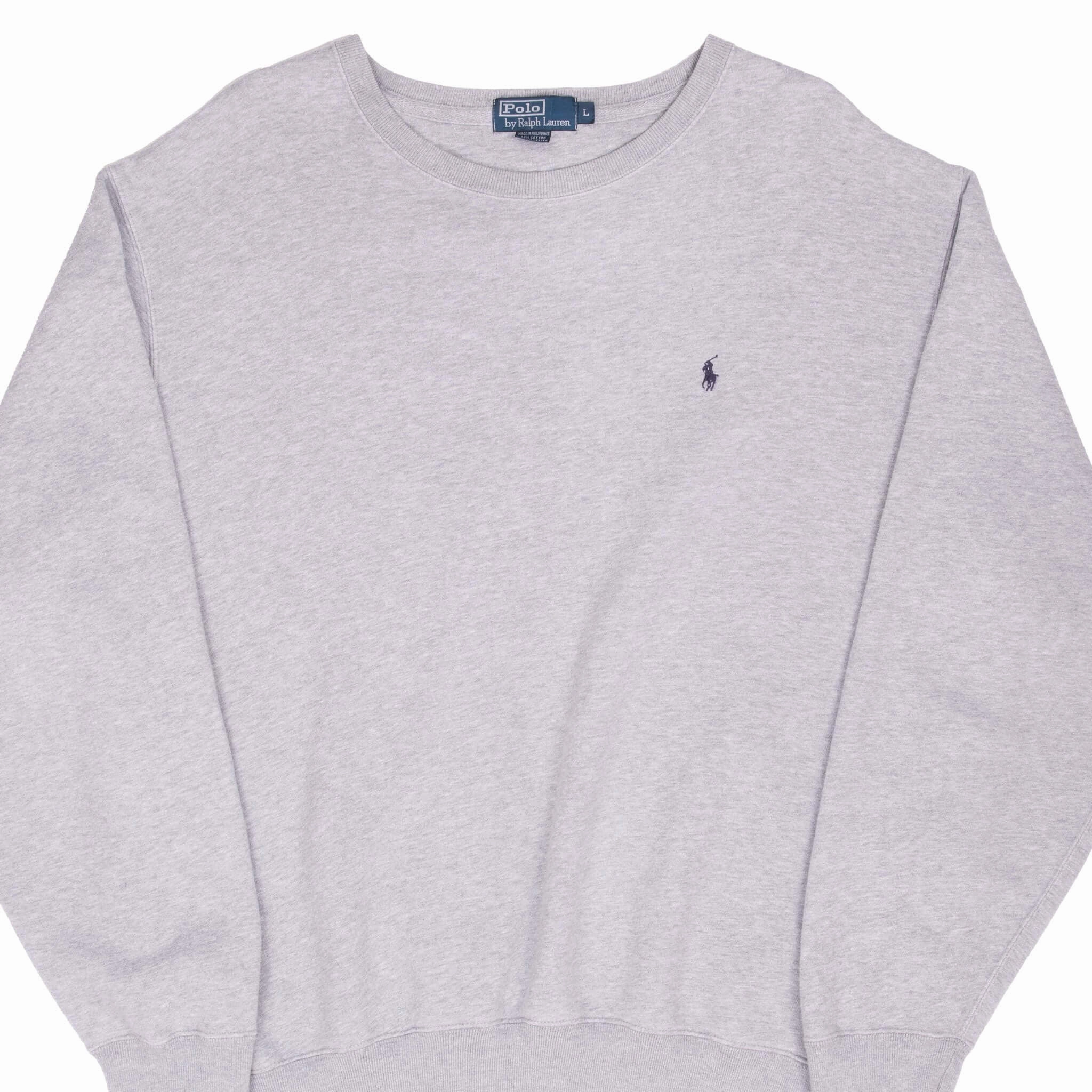 VINTAGE RALPH LAUREN GREY CLASSIC CREWNECK SWEATSHIRT LARGE 1990S Simple Layer Essential Relaxed