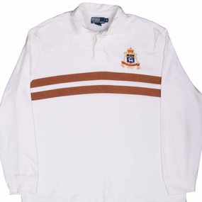VINTAGE RALPH LAUREN MADISON AVE NEW YORK WHITE RUGBY POLO SHIRT 1990S XL Breathable Design appropriate for autumn