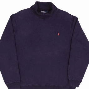 VINTAGE RALPH LAUREN NAVY BLUE CLASSIC TURTLE NECK SWEATSHIRT SIZE XL 1990S Chill Vibes product satin lining luxury