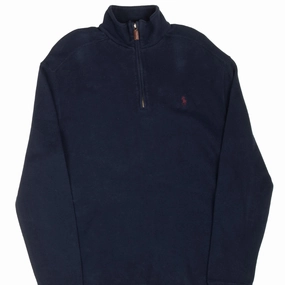 Warm Hues hook accents VINTAGE RALPH LAUREN NAVY BLUE QUARTER 1/4 ZIP SWEATER 1990S MEDIUM