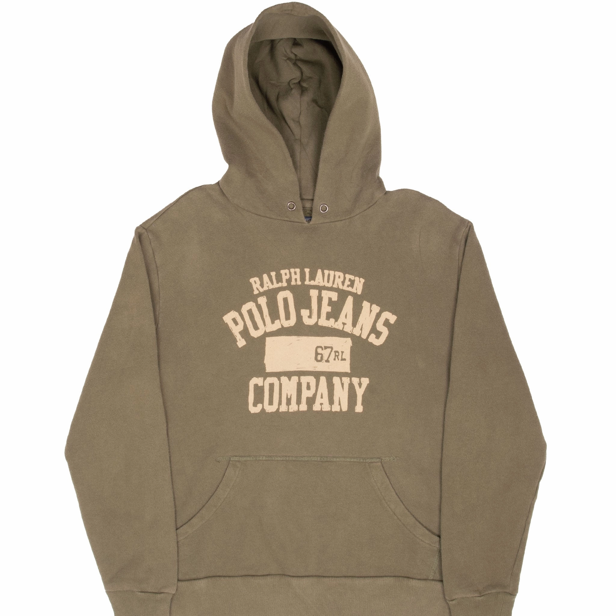 Comfort Design VINTAGE RALPH LAUREN POLO JEANS OLIVE GREEN HOODIE SWEATSHIRT 1990S MEDIUM