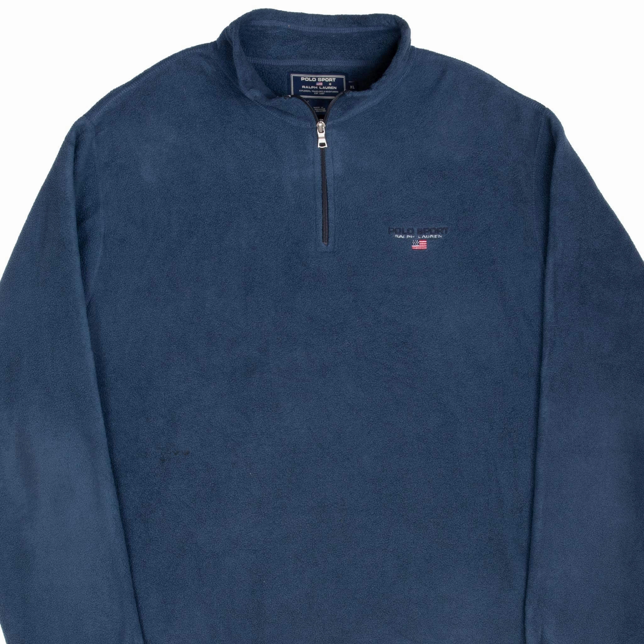 VINTAGE RALPH LAUREN POLO SPORT QUARTER ZIP FLEECE PULLOVER JACKET 1990S XL Neutral Layer Sleeveless